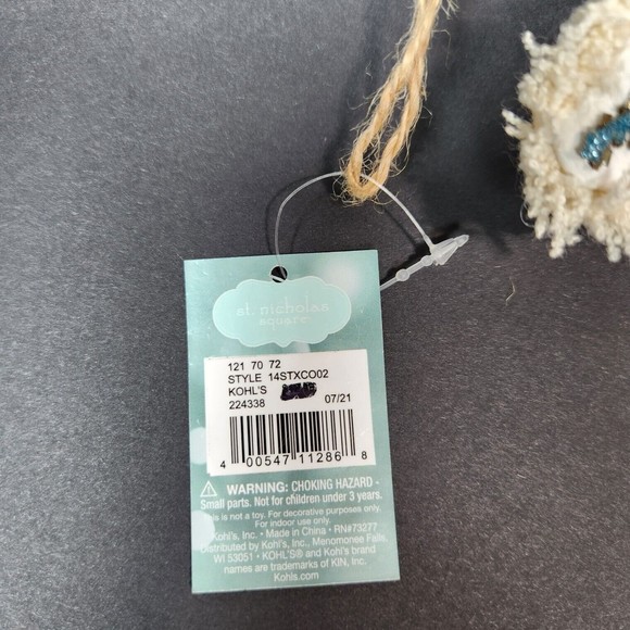 Starfish Ornament Hanging White Faux Leather Blue 6 in Ocean Theme Christmas - Picture 2 of 6